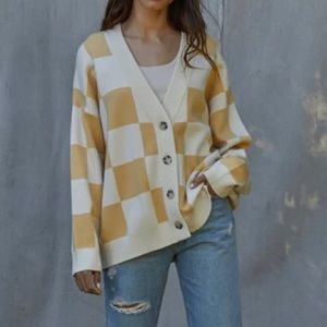By Together Checkered Check Me Out Cardigan - M